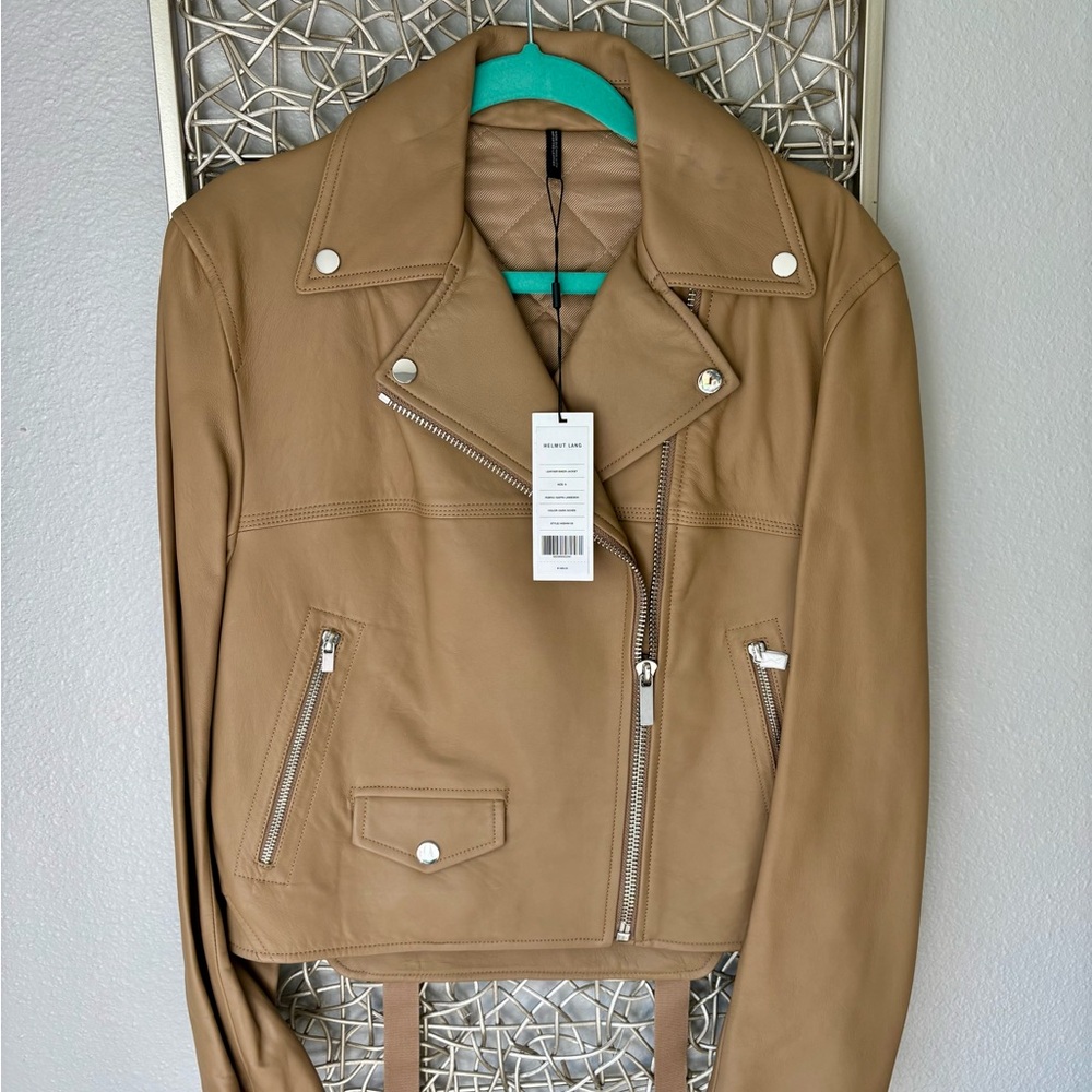 Helmut Lang Camel Lambskin Leather Jacket (New), Size S (Small)